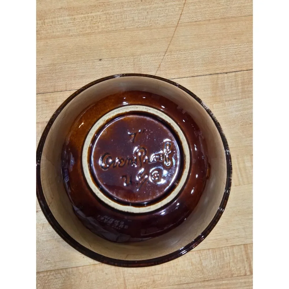 Vintage Hull Pottery Brown Drip Glaze Cereal Soup Mixing Bowl 7 Inch